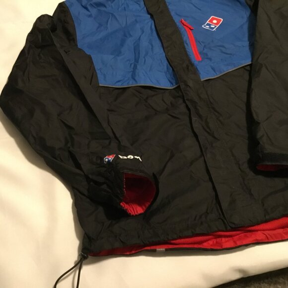 Domino's Gear Jacket Men's Medium Hooded Windbreaker Reflective Pizza Delivery - Picture 4 of 11